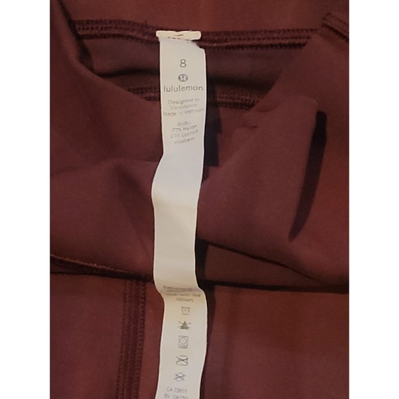 Lululemon Womens 8 Maroon Pants Compression Leggings Joggers Yoga Stretch - Picture 2 of 9